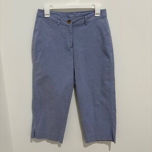 LL Bean Womens Size 8 Petite‎ Blue Cotton Blend Capris Cropped Pants Casual